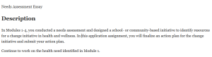 Needs Assessment Essay