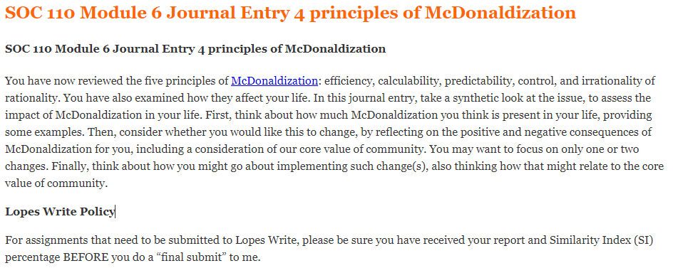 The Efficiency of Everything – Exploring the 4 Principles of McDonaldization