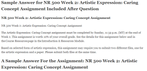 NR 500 Week 2 Artistic Expression Caring Concept Assignment