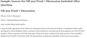 NR 505 Week 7 Discussion