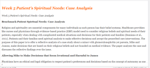 Week 5 Patient's Spiritual Needs  Case Analysis