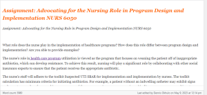 Assignment Advocating for the Nursing Role in Program Design and Implementation NURS 6050