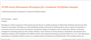NURS 6003 Discussion Strategies for Academic Portfolios Sample
