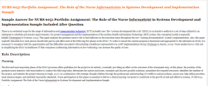 NURS 6051 Portfolio Assignment The Role of the Nurse Informaticist in Systems Development and Implementation Sample