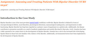 Assignment Assessing and Treating Patients With Bipolar Disorder NURS 6630C
