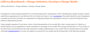 LDR 615 Benchmark - Change Initiative Develop a Change Model