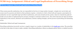 NURS 6051 Assignment Ethical and Legal Implications of Prescribing Drugs
