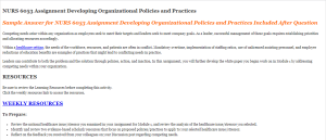 NURS 6053 Assignment Developing Organizational Policies and Practices