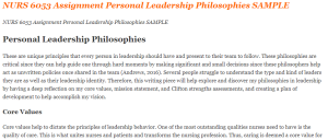 NURS 6053 Assignment Personal Leadership Philosophies SAMPLE