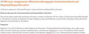 NURS 6521 Assignment Pharmacotherapy for Gastrointestinal and Hepatobiliary Disorders