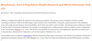 Benchmark - Part A Population Health Research and PICOT Statement NUR 550