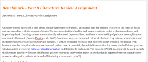 Benchmark - Part B Literature Review Assignment