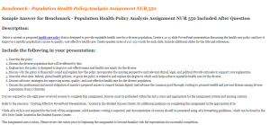 Benchmark - Population Health Policy Analysis Assignment NUR 550