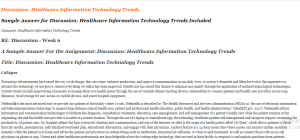 Discussion  Healthcare Information Technology Trends