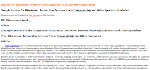 Discussion  Interaction Between Nurse Informaticists and Other Specialists