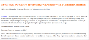 NURS 6630 Discussion Treatment for a Patient With a Common Condition