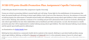 NURS FPX4060 Health Promotion Plan Assignment Capella University
