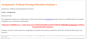 Assignment  NUR646 Nursing Education Seminar 1