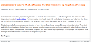 Discussion  Factors That Influence the Development of Psychopathology