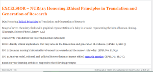 EXCELSIOR – NUR513 Honoring Ethical Principles in Translation and Generation of Research