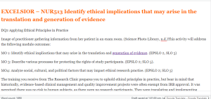 EXCELSIOR – NUR513 Identify ethical implications that may arise in the translation and generation of evidence