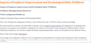 Impacts of Employee Empowerment and Psychological Safety NURS6221