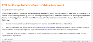 LDR 615 Change Initiative Creative Vision Assignment