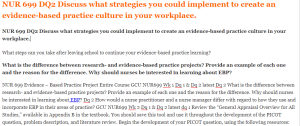 NUR 699 DQ2 Discuss what strategies you could implement to create an evidence-based practice culture in your workplace.