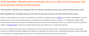 NUR 699 DQ2  Identify three strategies that you will now incorporate into your practice based on this course.