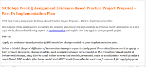 NUR 699 Week 5 Assignment Evidence-Based Practice Project Proposal – Part D  Implementation Plan