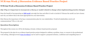 NUR 699 Week 5 Discussion Evidence Based Practice Project