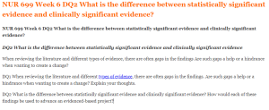 NUR 699 Week 6 DQ2 What is the difference between statistically significant evidence and clinically significant evidence