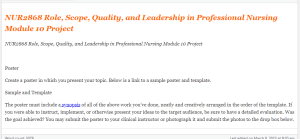 NUR2868 Role, Scope, Quality, and Leadership in Professional Nursing Module 10 Project
