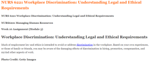 NURS 6221 Workplace Discrimination Understanding Legal and Ethical Requirements