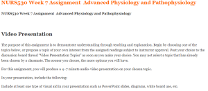 NURS530 Week 7 Assignment  Advanced Physiology and Pathophysiology