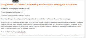 NURS6221 Managing Human Resources