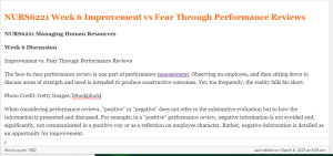 NURS6221 Managing Human Resources
