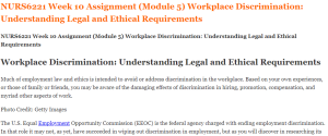 NURS6221 Week 10 Assignment (Module 5) Workplace Discrimination Understanding Legal and Ethical Requirements