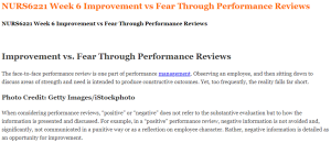 NURS6221 Week 6 Improvement vs Fear Through Performance Reviews