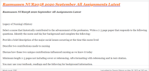 Rasmussen NUR2058 2020 September All Assignments Latest