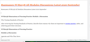 Rasmussen NUR2058 All Modules Discussions Latest 2020 September