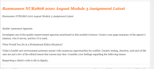 Rasmussen NUR2868 2020 August Module 3 Assignment Latest