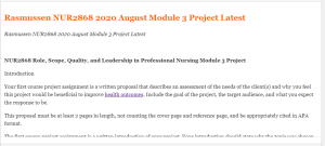 Rasmussen NUR2868 2020 August Module 3 Project Latest