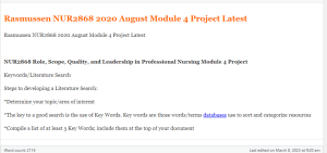 Rasmussen NUR2868 2020 August Module 4 Project Latest