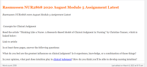 Rasmussen NUR2868 2020 August Module 5 Assignment Latest
