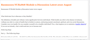 Rasmussen NUR2868 Module 9 Discussion Latest 2020 August