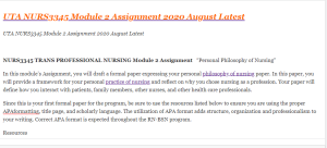 UTA NURS3345 Module 2 Assignment 2020 August Latest