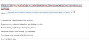 UTA NURS3345 Module 3 Quiz Readings Progress Monitor Latest 2020 August