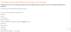 UTA NURS3345 Module 4 Quiz Readings Progress Monitor Latest 2020 August