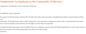Assignment An Epidemic in the Community NURS-4211
